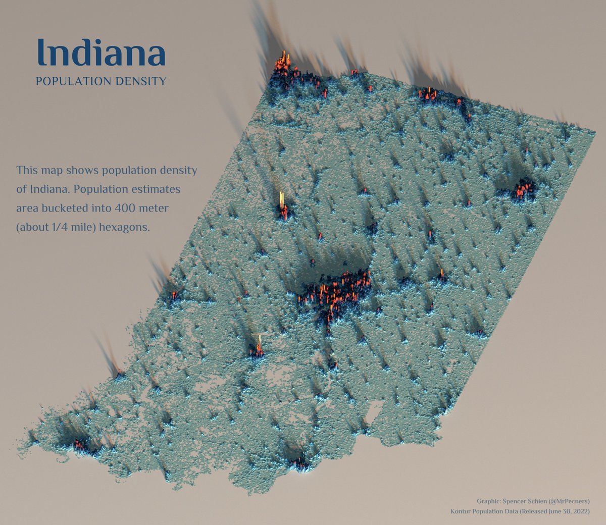 A map of all the Hoosiers in Hoosierville

#rstats + #rayshader code: bit.ly/3OKb00G