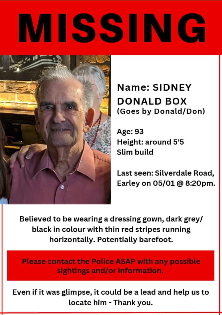 **MISSING 4 DAYS** Please keep alert & contact the Police with any information even if you think it's 'probably not relevant'. The poor man is in his dressing gown & probably barefoot  #Reading #Wokingham #Earley #Woodley #Shinfield #Sindlesham #Whitley #RG2 #RG5 #RG6 #RG40 #RG41