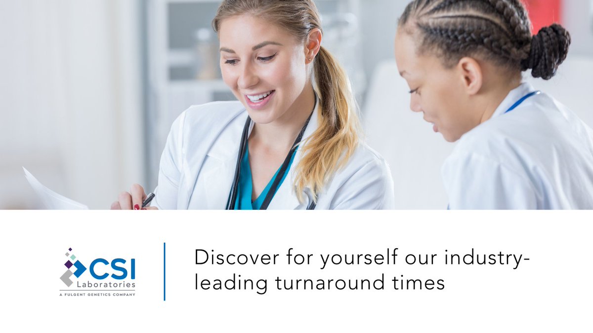FulgentOncology's tweet image. At CSI, we understand the importance of timely and accurate diagnoses. That is why we invest in an expert medical team to provide the highest level of service to our customers. Discover for yourself our industry-leading turnaround times: bit.ly/3qS1IX9

#CSILaboratories