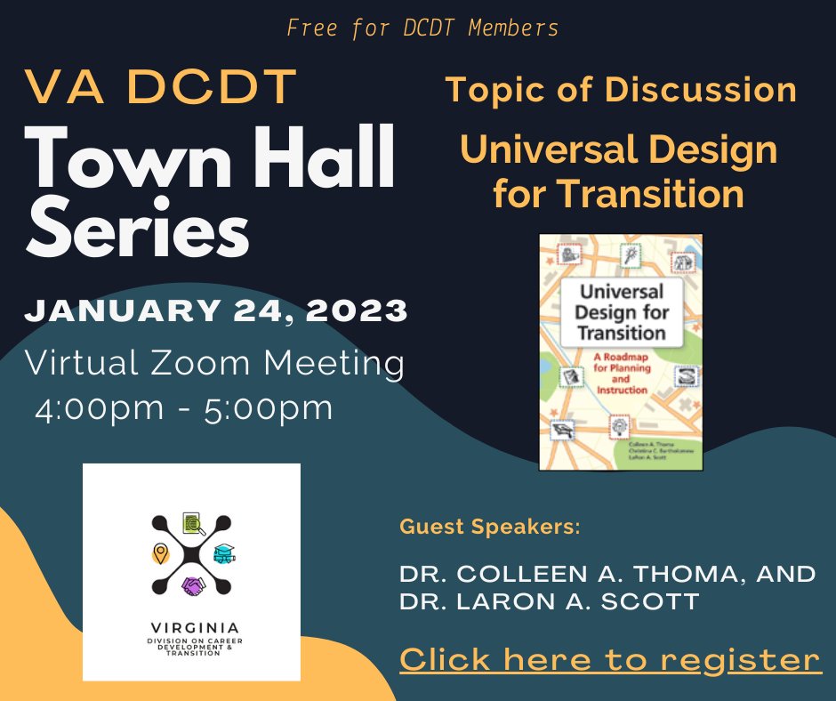 vadcdt's tweet photo. Start your year strong by joining us for a discussion about Universal Design for Transition! #joinVADCDT https://t.co/KJei5wtwjv