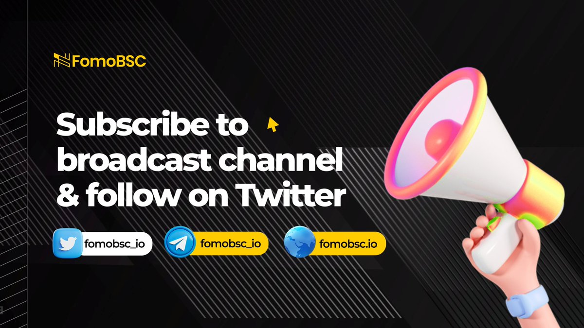 Thrilled to announce #FOMO community bounty pool for members🎁
👉To participate, make sure to complete required tasks and submit accurate details to bounty butler: t.me/fomobountybot
👉Distribution after bounty ends. Earn more from referals! 

#Fomobsc #airdrop #bounty #Fomo