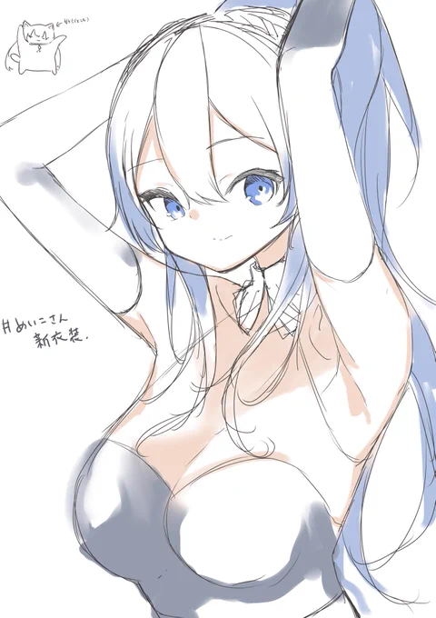 #2ndAnniMeisary#天羽めいこ新衣装 お仕事前のらくがきです、2周年おめでとうございます 