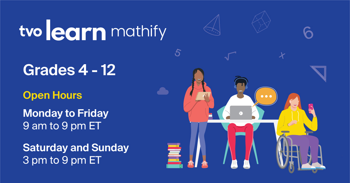 TVOMathify's tweet photo. Hope you all had a wonderful winter break!  

TVO Learn Mathify tutors are back! Tutors are online 7 days a week and ready to connect with Grade 4 - 12 students.
 
Join us for a math tutoring session now at https://t.co/OVKfdkwout https://t.co/f1s02xG4rT
