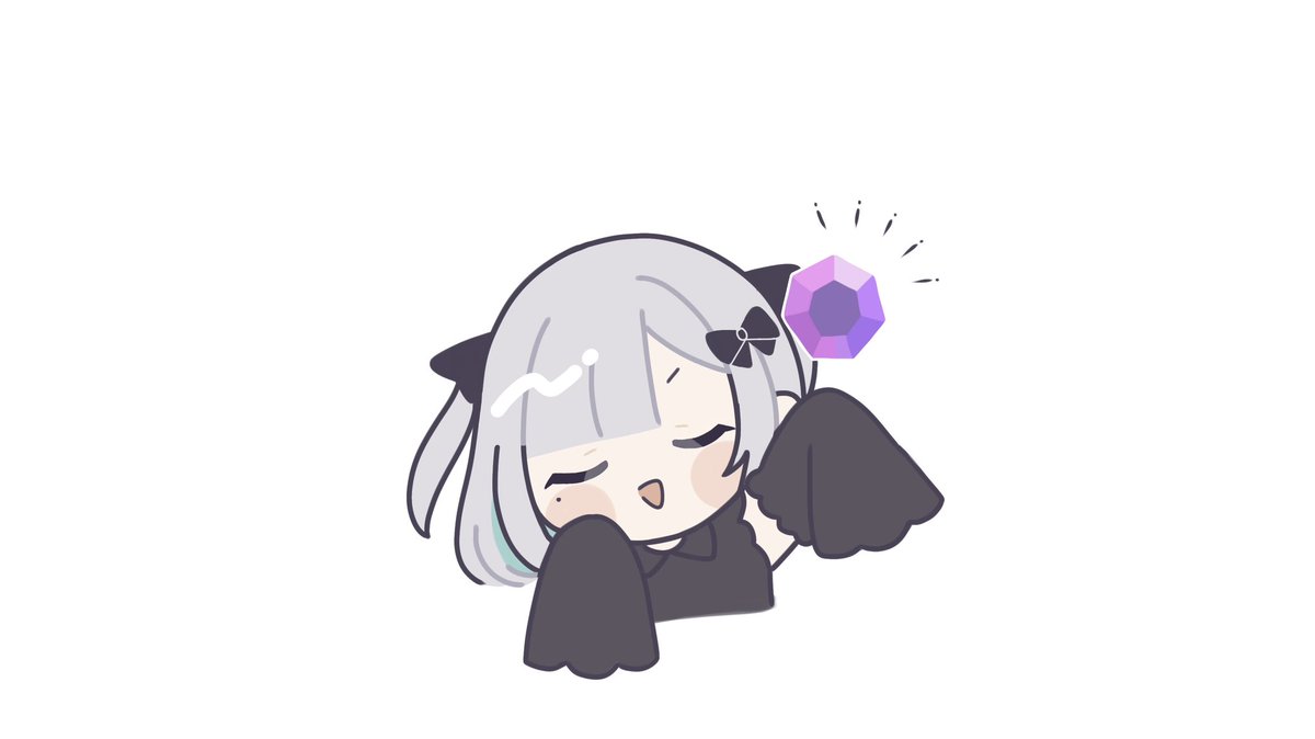 1girl solo closed eyes grey hair chibi sleeves past wrists sleeves past fingers  illustration images