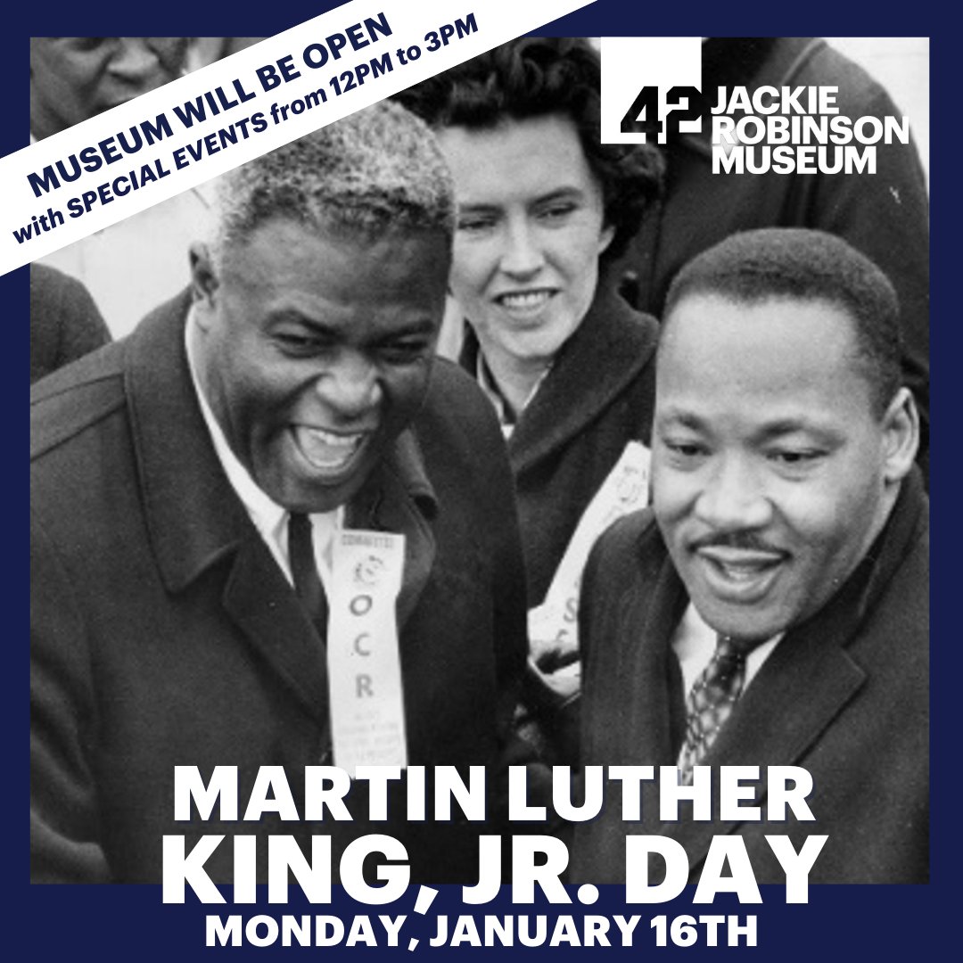 Join the Jackie Robinson Museum on Monday, January 16th as we celebrate the legacy of Dr. Martin Luther King, Jr. Please click the link below to learn how you can honor a cherished American hero. #MartinLutherKingJr #JackieRobinsonMuseum jackierobinsonmuseum.org/visit/programs…