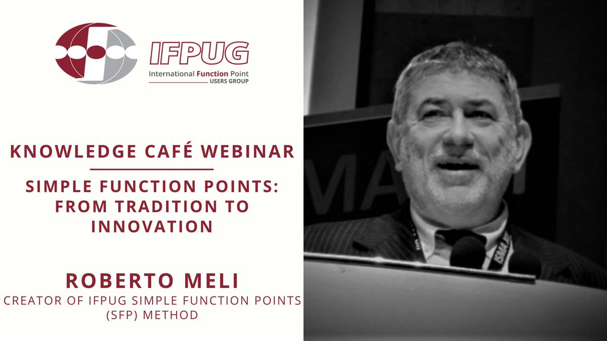 Join us tomorrow as Roberto Meli walks us through the main characteristics and structure of the new IFPUG Functional Size Measurement Method (SFP), points out the differences/similarities between FPA &amp; SFP, and more. Register at: bit.ly/3VycMWm