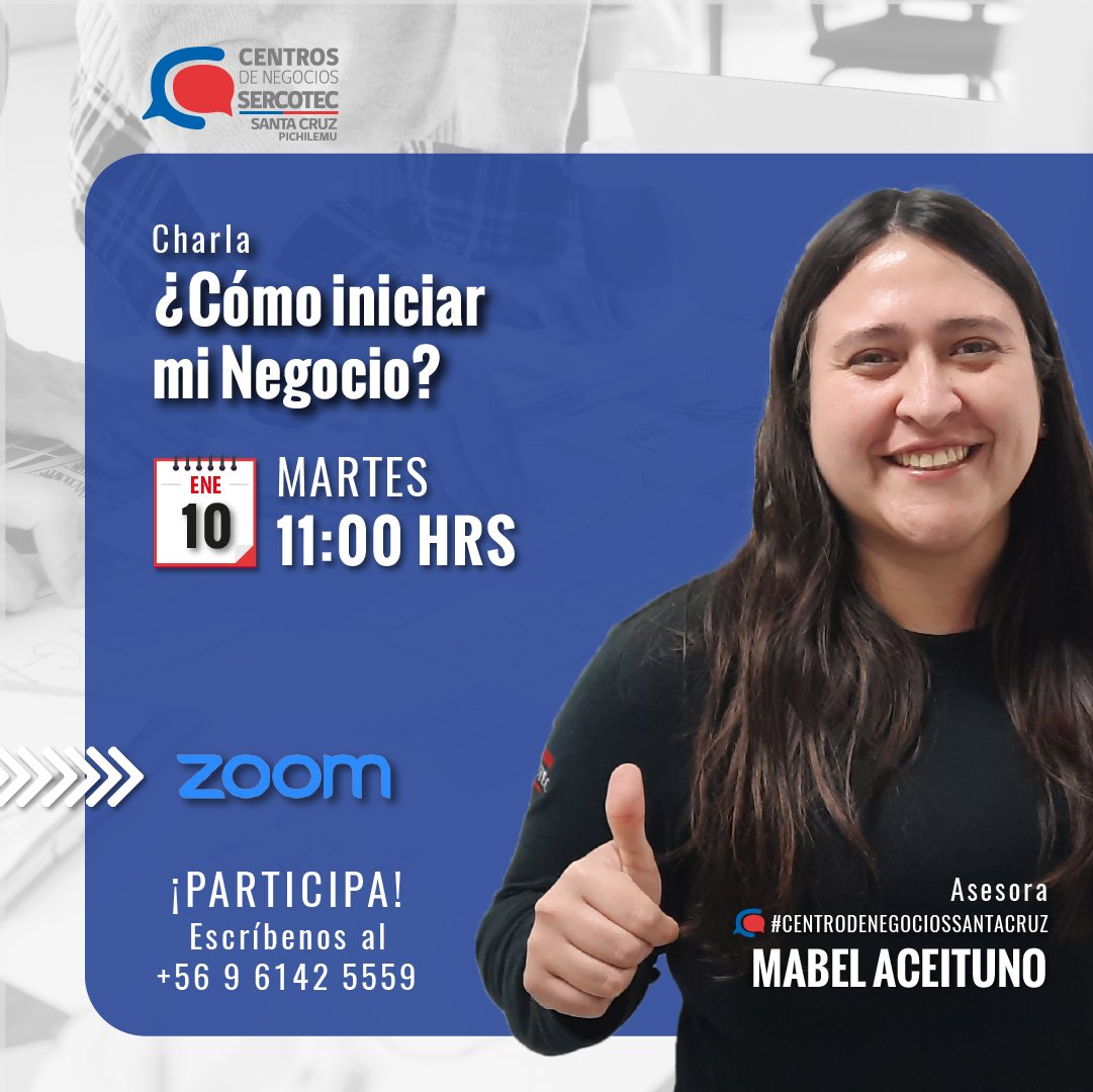 ¡𝗔𝗧𝗘𝗡𝗖𝗜Ó𝗡 𝗘𝗠𝗣𝗥𝗘𝗡𝗗𝗘𝗗𝗢𝗥𝗘𝗦 (𝗔𝗦)! ¿Tienen una idea para emprender y no saben cuáles son los pasos a seguir?  Entonces no se pierdas la 𝗖𝗵𝗮𝗿𝗹𝗮 𝗖ó𝗺𝗼 𝗜𝗻𝗶𝗰𝗶𝗮𝗿 𝗠𝗶 𝗡𝗲𝗴𝗼𝗰𝗶𝗼 😃👍🏻
MARTES 10 de ENE/11:00 hrs. ¡Conéctate!➡️ us06web.zoom.us/j/87983096969