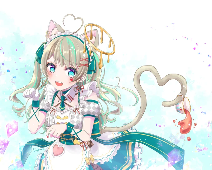 娘の推しVtuberの天羽しろっぷさん描きました。衣装めちゃくちゃかわいいですね!!タグつけると見つけてもらいやすいよと教えてもらったのでつけちゃう。#天絵しろっぷ #天羽しろっぷ 