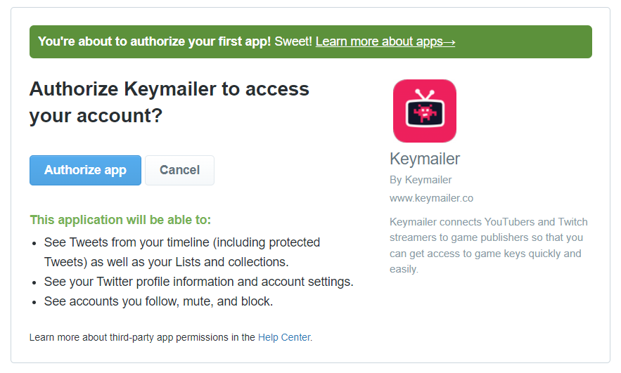 KeymailerTom's tweet photo. @P1stolas We haven't hacked your account. You authorised Keymailer to view your tweets, which is all we’ve done

We sometimes hear complaints like this, when people have problems with Twitter and see our name in the access history - but we can’t change your password or anything like that https://t.co/g1QgbhuAFd