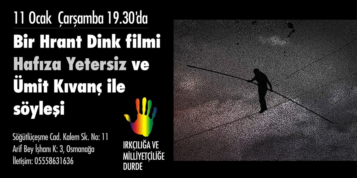 leventsensever's tweet photo. ► 11 Ocak Çarşamba 19.30'da Kadıköy'de!

Bir #HrantDink filmi Hafıza Yetersiz ve Ümit Kıvanç ile söyleşi
► Adres: Söğütlüçeşme Cad. Kalem Sk. No: 11 Arif Bey İşhanı K: 3, Osmanağa

https://t.co/DGmG6xKgAk https://t.co/wlofSBjR1i