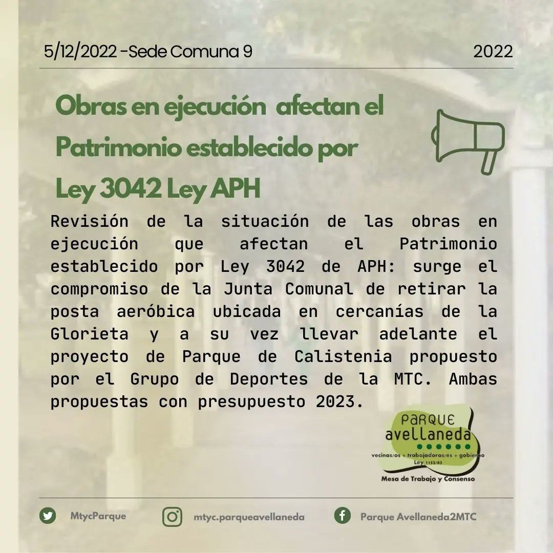 MtycParque's tweet image. 🌞veranitooo.
Sin embargo la MTC no se toma vacaciones. 
Compartimos los temas tratados en la última reunión con la Junta comunal. Esperamos este año  trabajar en forma conjunta como dicta la ley (1153) a soluciones favorables para el #ParqueAvellaneda