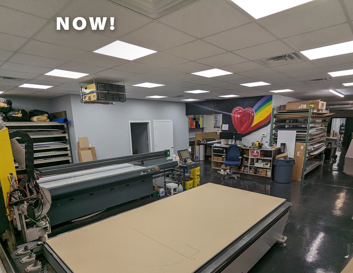 PrintDRS's tweet image. The progression of our expansion from last year! Being able to utilize this new space has enabled us to expand our services and set our goals even higher for this year. #DRS #DRSImagingandPrint #doylestownprinter #largeformatprinter #stickers #blueprints #posters #wallgraphics