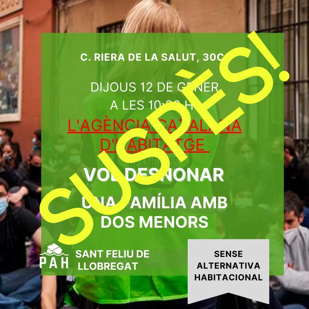 ✊🏾 Em aconseguit suspendre el desnonament previst per aquest dijous!

💁🏾‍♀️ Perquè juntes som més fortes, organitzem-nos!

#SiSePuede
