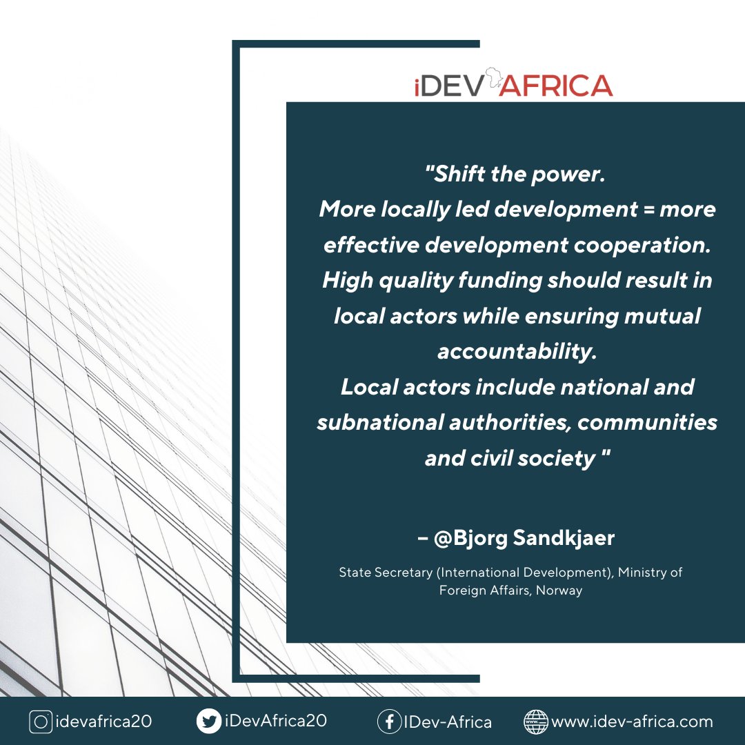 iDevAfrica20's tweet photo. Proud moment as @BjorgSandkjaer endorses donor statement on locally led development.
A pleasure for @noradno to work with @USAIDPolicy, and partners, to develop the statement.
Now, let’s go shift the power!
#DevCoSummit @NorwayMFA @bardvegar @PowerUSAID
#localizingdevelopment https://t.co/SSSD3AdcYm