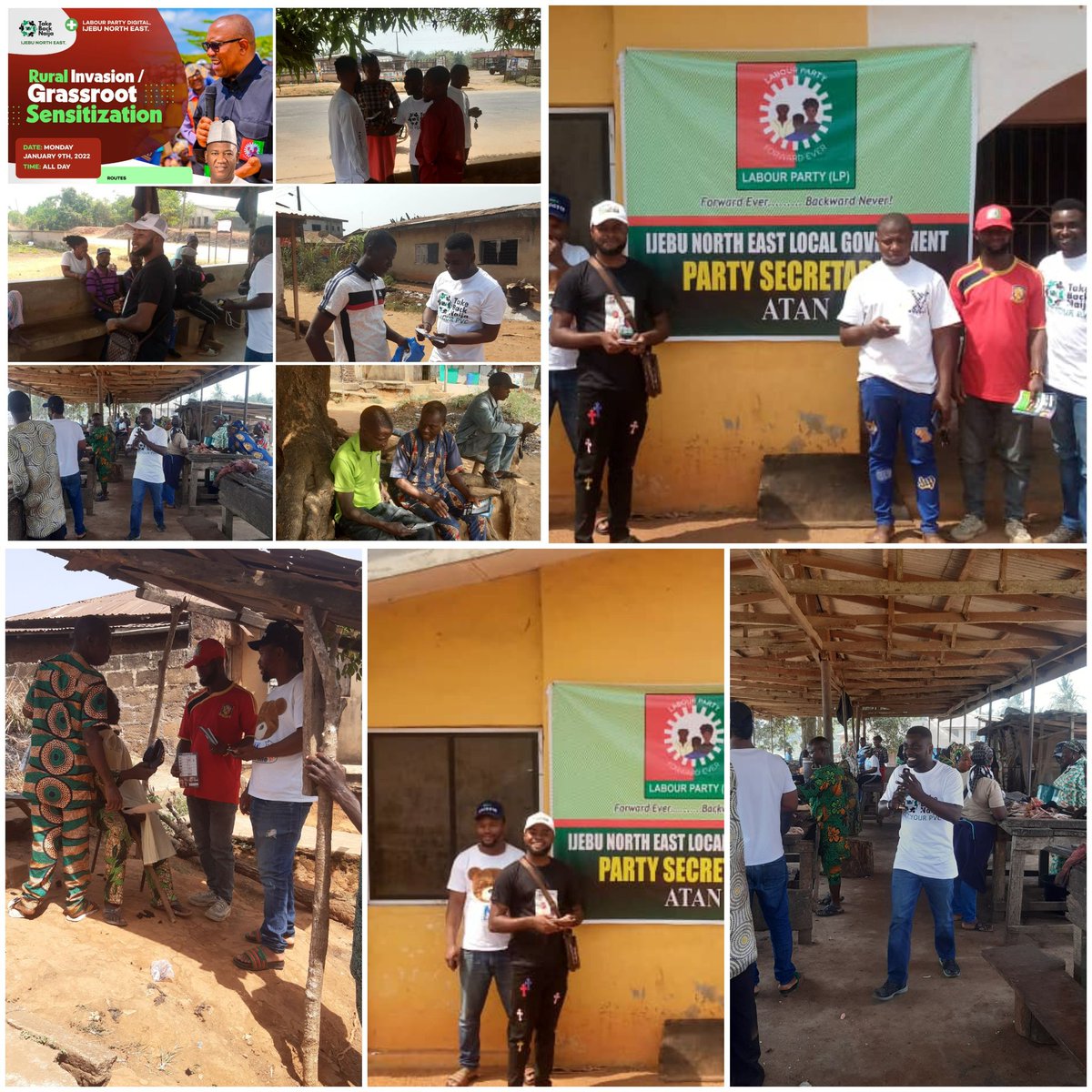 TbnOgun's tweet photo. @Takebacknaija_ team #IjebuNorth East Local Government Today. 

Another #APCPDP structure broken. 
▪︎Atan Community 
▪︎Odosembora 
▪︎Odopotu
▪︎Odosenlu 

Ward and cell Structures planted to canvass votes for @PeterObi and the Labour Party https://t.co/EpD0GDycj3