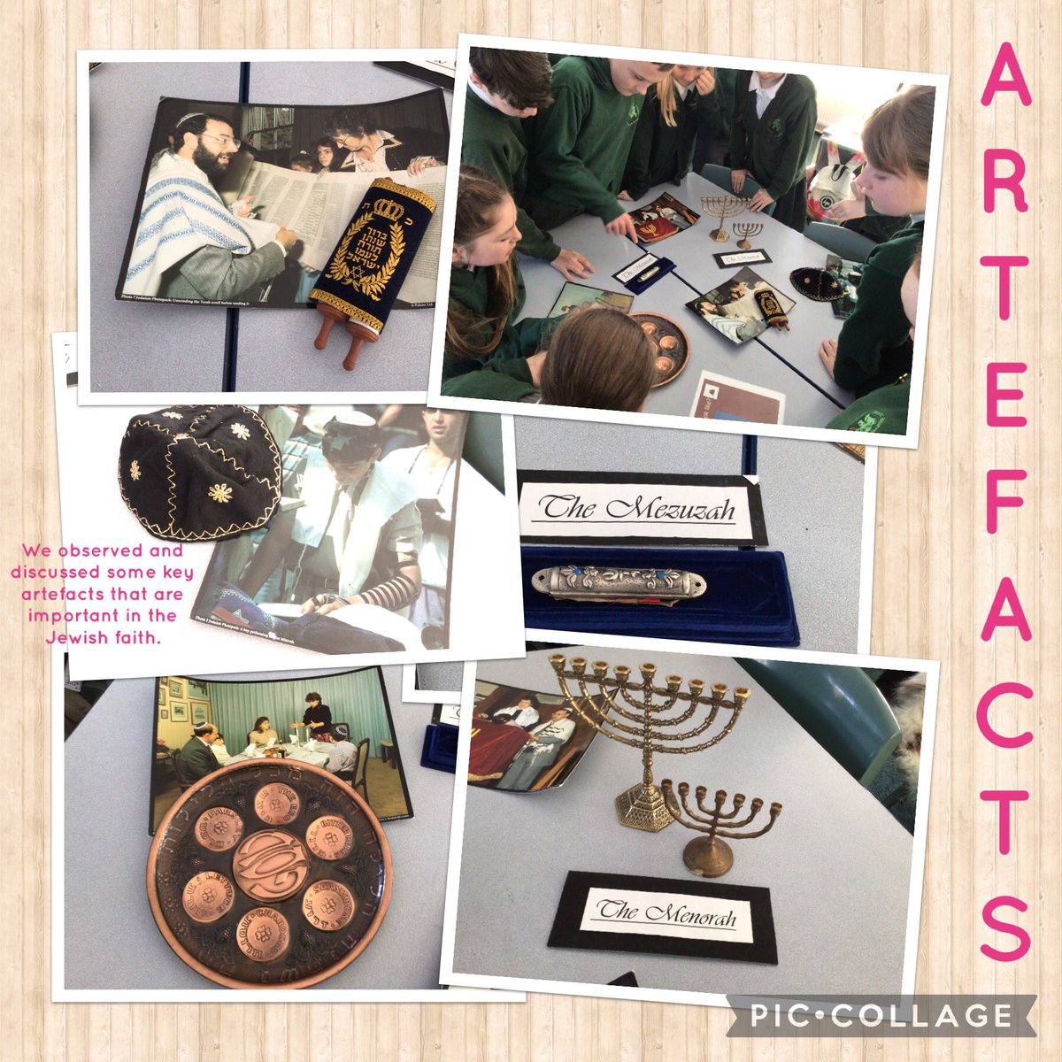 OJS_Year6's tweet photo. During our RE sessions, we enjoyed looking at a variety of Jewish artefacts and discussing our knowledge on the items! #OJSRE https://t.co/6EGbMWEQ9D