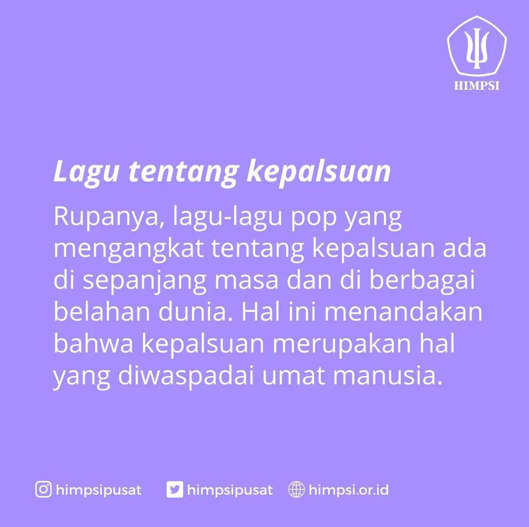 himpsipusat's tweet photo. Berdasarkan penelitian, kepalsuan dalam hidup dapat membawa ke perilaku korupsi.
Yuk..kita pahami lebih lanjut.
#HIMPSI
#HIMPSIPUSAT
#BerkaryaUntukBangsa https://t.co/Ux5hM5zRu6