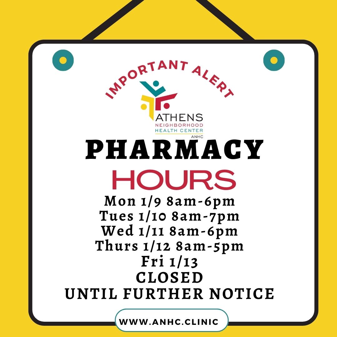 AthensNHC's tweet photo. Our McKinley Drive location received significant water damage during the winter holiday. The pharmacy will be open Mon-Thurs this week, then will be closed for a significant amount of time until further notice as we begin our repairs/construction process. https://t.co/djO5jpX98G