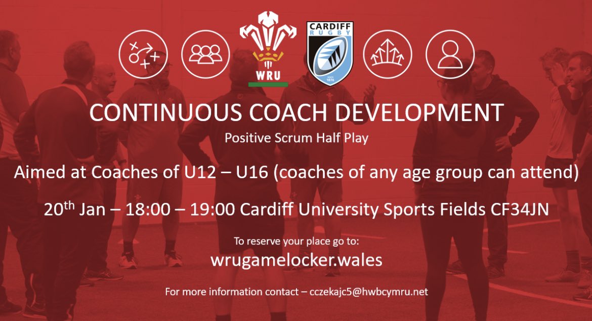 🚨 Positive Scrum Half Play CPD 🚨 See details of upcoming CPD next Friday 20th January. Please use link below to sign up👇🏼 wrugamelocker.wales/en/courses/cou…