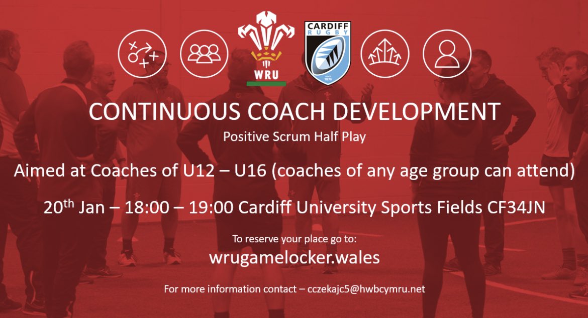 🚨 Positive Scrum Half Play CPD 🚨

See details of upcoming CPD next Friday 20th January. 

Please use link below to sign up👇🏼 

wrugamelocker.wales/en/courses/cou…