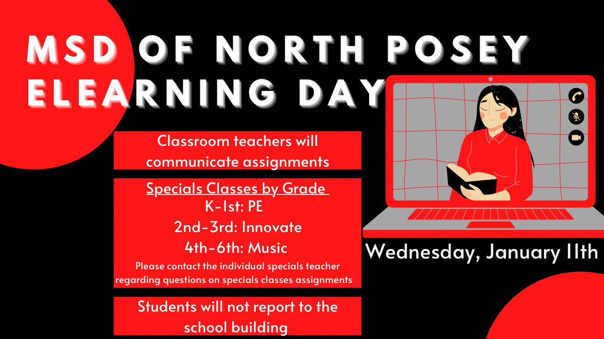 SouthTerraceElm's tweet photo. We will have an eLearning day this Wednesday (Jan. 11th) while our teachers across the district spend time on professional development! https://t.co/eeAvIWRhVM