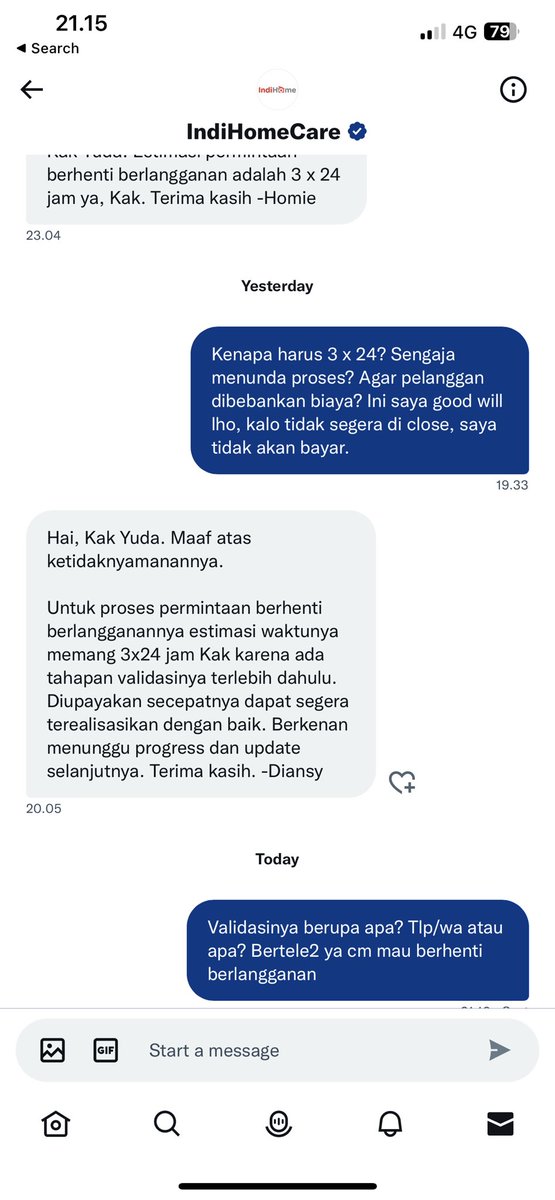 neonbox90's tweet photo. Urusan ama @IndiHomeCare @IndiHome repot, mau berhenti berlangganan dipersulit, data sudah dilengkapi ktp sudah diberikan, no tlp terdaftar, tagihan bulan sebelumnya tgl 2 sudah lunas, validasi apa ngulur waktu? Ditunggu konfirmasi gak ada yg masuk, berasa pengajuan kredit aja. https://t.co/XmuzZ7mAUu