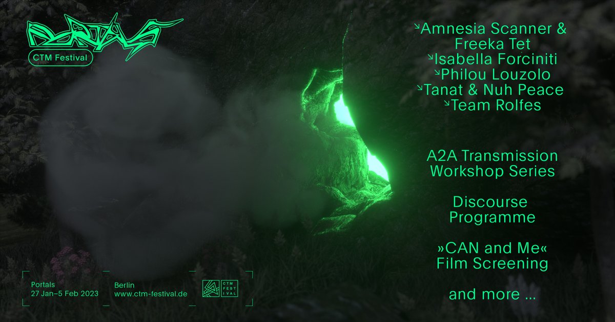 The CTM 2023 program is now complete! New musical artists, a closing concert presented together with transmediale, the return of our A2A Transmission workshops series, and the announcement of our Discourse program: bit.ly/CTM2023-FinalA…