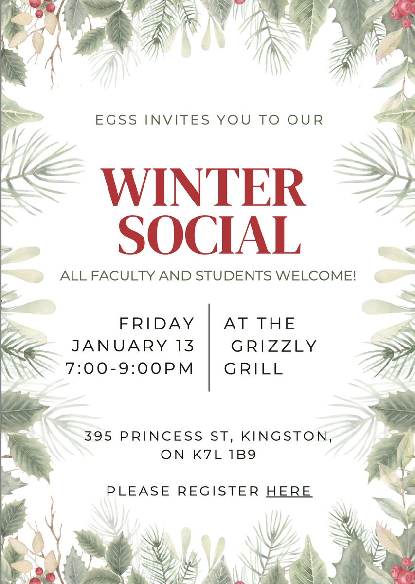 Happy 2023! We look forward to welcoming <a href="/QueensEduc/">Faculty of Education</a> graduate students and faculty members at our Winter Social on January 13 at 7:00 PM. Check the Faculty of Education newsletter for the registration link or send us a DM! We hope to see you there! ✨