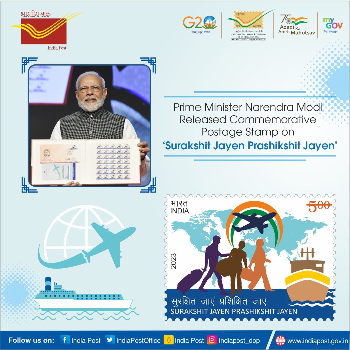 samjit_mahto's tweet photo. Highlighting the importance of safe, legal, orderly, and efficient migration, on the occasion of the 17th Pravasi Bhartiya Divas, Prime Minister Narendra Modi today released a commemorative postage stamp on "Surakshit Jaayen, Prashikshit Jaayen" . https://t.co/vQ612ClLwI