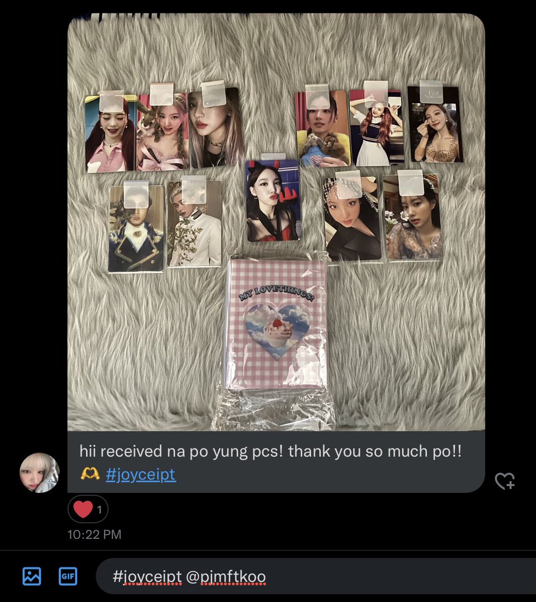 pjmftkoo's tweet photo. feedback from dm’s 🌸💗 

#joyceipt https://t.co/GBayZ0u7yl