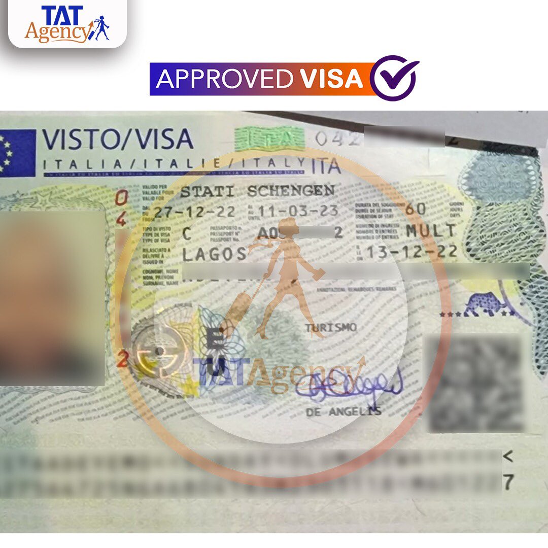 tatagencyng's tweet photo. Newly Approved Italy Tourist Visa✅ 

Another visa approval for your view😊 Congratulations!

Thank you sir for trusting us to handle your visa application. 

Duration of visa - 3 months 
Entry type - Multiple entries 

#visa #schengenvisa #europa #italy #eu #visas #europevisa https://t.co/hycdSrVX48