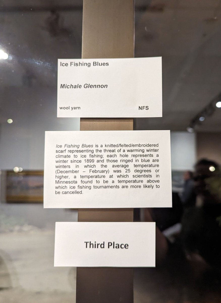 ADK_Watershed's tweet photo. Dr. Michale Glennon's piece Ice Fishing Blues won 3rd place in the Save Winter exhibit at Lake Placid Center for the Arts. This piece is based off of a paper that studied the cultural side effects of climate change on winter recreation.
Learn more here: https://t.co/FqXbrXQn3h https://t.co/Ce00rSupr8