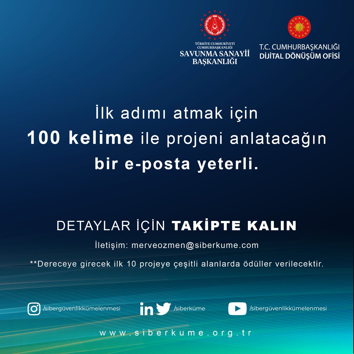 siberkume's tweet photo. Fikirlerinizle Türkiye Siber Güvenlik Sektörüne Adım Atın! 🌱

İlgili odak alanlarda fikir aşamasında veya ürünleşme sürecinde olan projelerinizi veya tezlerinizi bizimle paylaşın.

İlk adımı atmak için 100 kelime ile projeni anlatacağın bir e-posta yeterli! https://t.co/UJ9YymOEmG