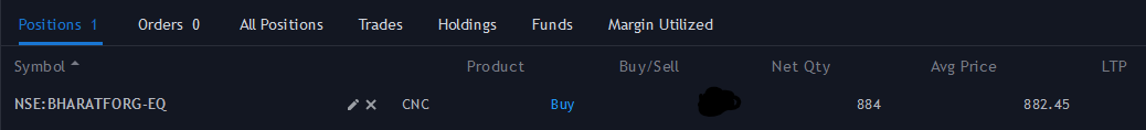 MohitVidyarthii's tweet photo. #Newposition long- #bhartforge @ 884
SL- LOD
allocation- 20%
Order got trigerred at the time of closing
so forgot to update.
#trading #stockmarkets https://t.co/NMkKnrRRWq