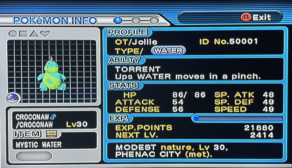 PokeRangerJR's tweet image. On May 25th 2021 I found a shiny shadow Croconaw in Colo after 7761 resets but my off-brand memory card corrupted the save file after the game froze…On January 7th 2023 I reclaimed the shiny after 5073 resets!! Thank you all for the support on this journey! 🥹 Croc is back 🤩🐊