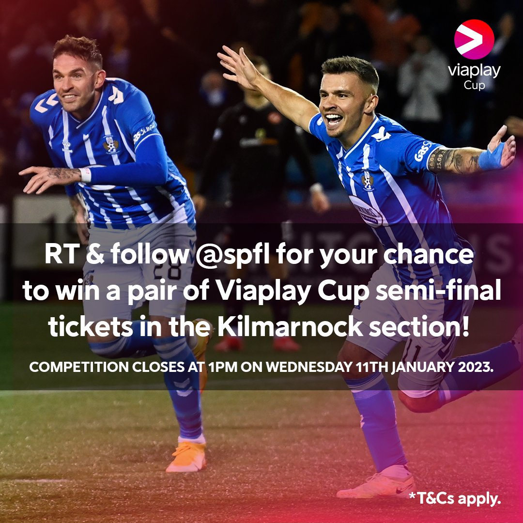 SPFL (@spfl) on Twitter photo 🎫⚽ COMPETITION TIME!
We've got a pair of #ViaplayCup semi-final tickets for <a href="/KilmarnockFC/">Kilmarnock FC</a> fans.
RT and follow for a chance to win! 🎫⚽ COMPETITION TIME!
We've got a pair of #ViaplayCup semi-final tickets for <a href="/KilmarnockFC/">Kilmarnock FC</a> fans.
RT and follow for a chance to win!