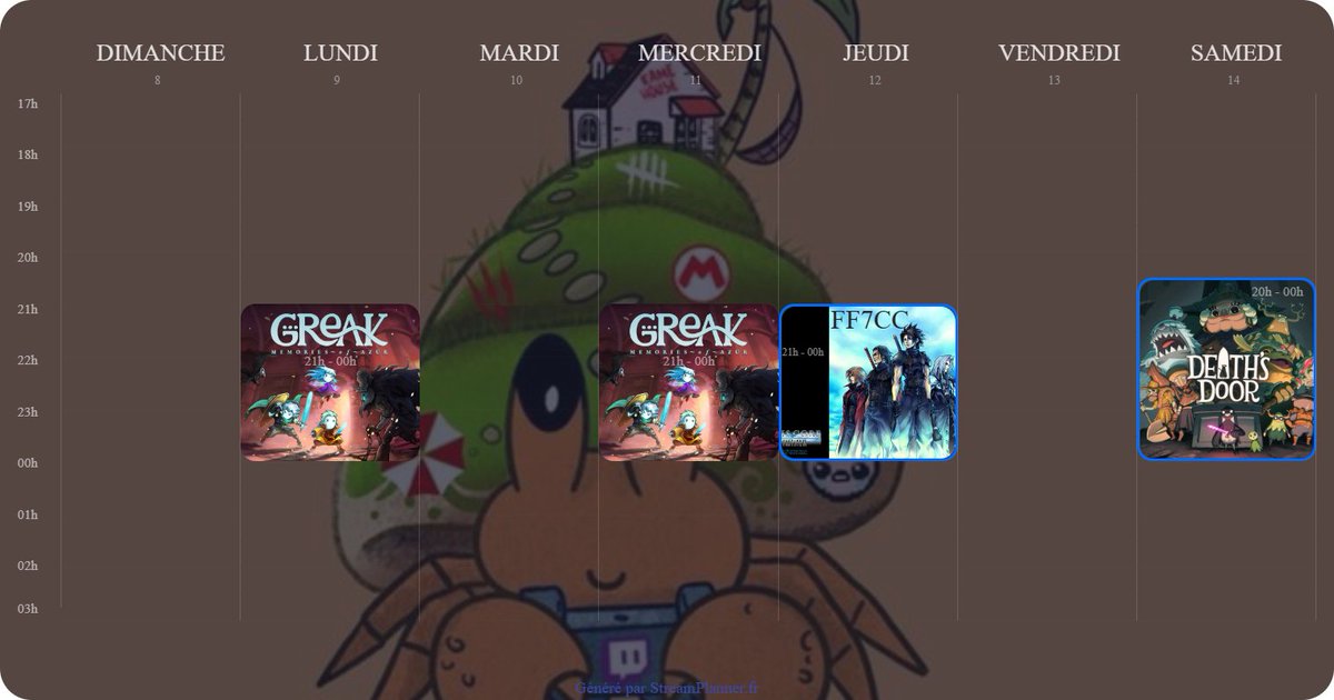 Briantalbourdet's tweet photo. Voici via #streamplanner le premier planning de la chaîne(les jeux sont susceptible à modification )!
je suis pas tres fort là-dedans j'espere que ce sera lisible , je vais l'ameliorer avec le temps !
#stream #Twitch
https://t.co/4g6HYfJZvZ https://t.co/BenJuduAQ9