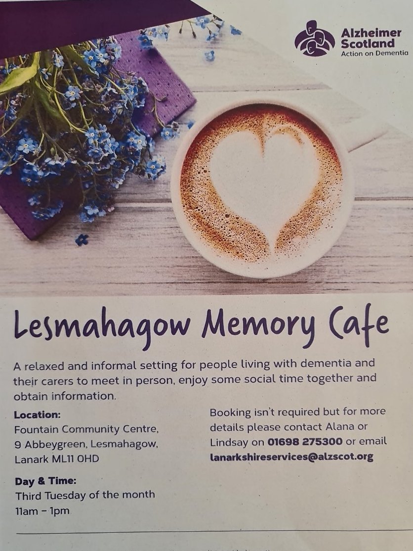 OpCmht's tweet photo. Please see information below for Memory Cafe in Lesmahagow. Starting on 17th January. https://t.co/5BfLNUVJer