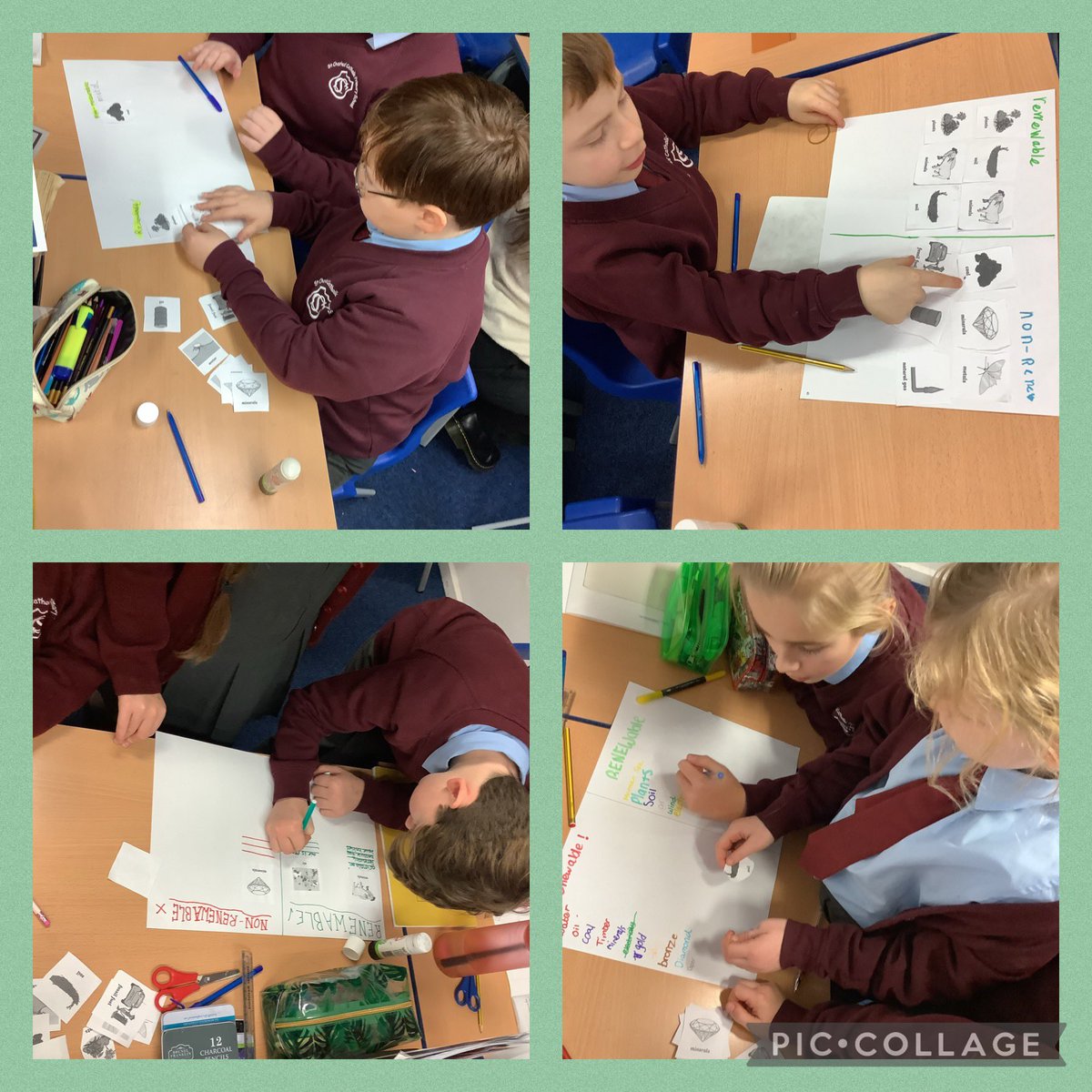 CharlesPrimary5's tweet photo. In geography today the children were learning about renewable and non-renewable natural resources #StChGeography https://t.co/IZDuwhU84R