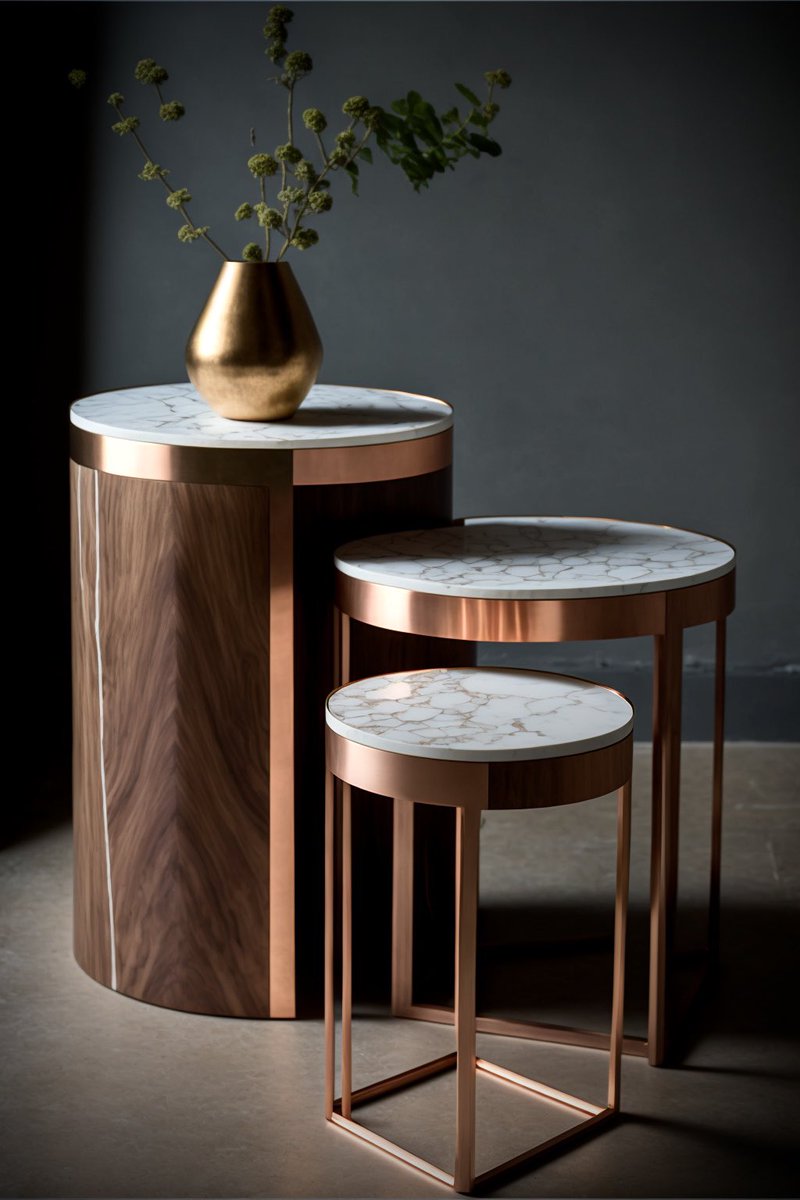 jasonvestri's tweet image. New design concepts, mid-century style nesting tables made with up cycled materials like granite and marble, and finished with premium North American Black Walnut. They bring a touch of sophistication to any space #midcenturymodern #nestingtables #granite #marble #blackwalnut