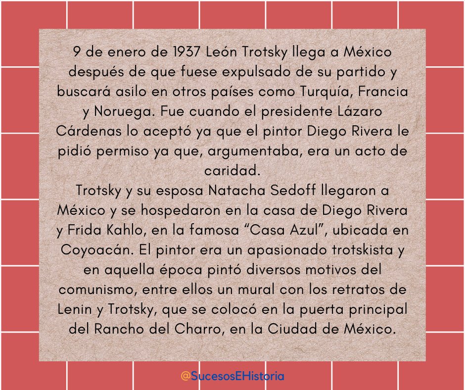 ESucesos's tweet photo. Un día como hoy, León Trotsky llega a México 

#UnDiaComoHoy #9deEnero #SabiasQue #LeónTrotsky #Efemerides https://t.co/MMzyVux5Qn