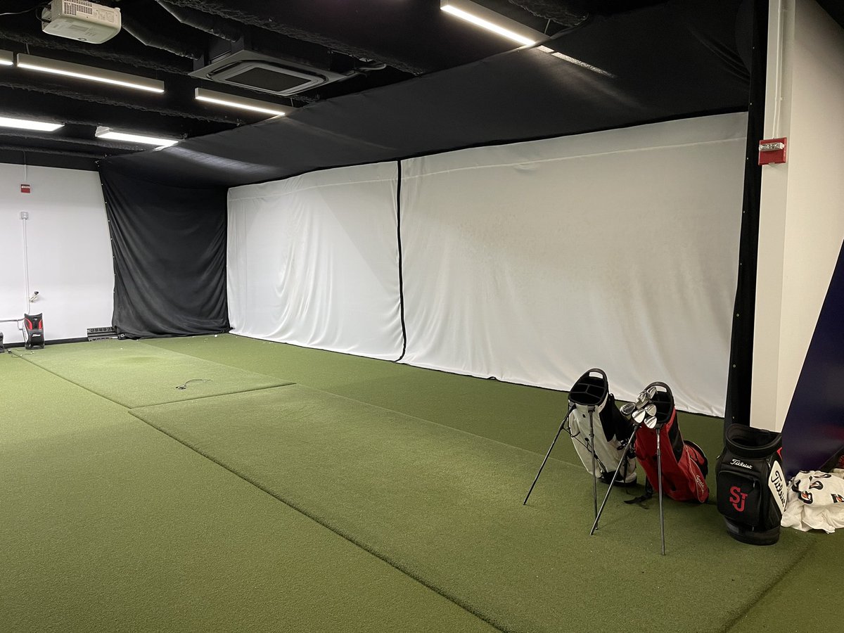 JohnADiffley's tweet photo. Progress in the Gimmler Golf Practice Facility with #PhoenixSystems and #MedTek contracting on-site refinishing a wall and installing an additional simulator @StJohnsMGolf @StJohnsWGolf https://t.co/jeQaVdf1lk