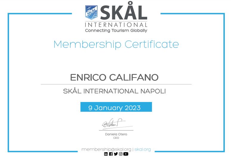 Benvenuto in Skål International Napoli al Dott. Enrico Califano
Tour Organizer
Sales &amp; Marketing
Incoming Dpt
Campania Food &amp; Travel 
I Viaggi di Jack Sparrow
Piratinviaggio
campaniafoodetravel.it
piratinviaggio.com
10notti.com
#skal #skalinternational