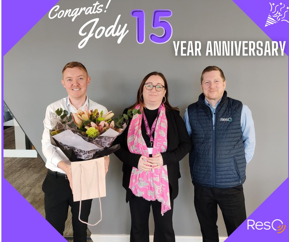 Today we celebrate Jody Holmes, who has been with ResQ for 15 years. Congratulations Jody! #EmployeeApprecition #CX #15Years