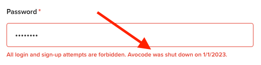 gmospace's tweet photo. @avocode Is there anything wrong with your service? Got an e-mail today, saying my subscription was cancelled... When I try to log in, it tells me "Avocode was shut down on 1/1/2023" https://t.co/OfigVdWorJ