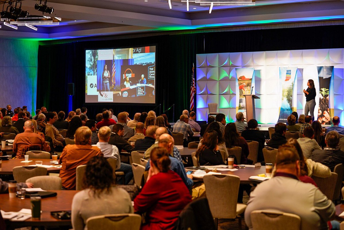 IndianaNRCS's tweet photo. The annual @IASWCD conference started today as farmers, SWCDs, @USDA_NRCS and more come together to learn how to help people help the land. Today kicked off with a keynote talk from @thefarmbabe . https://t.co/XYAej8r1ew