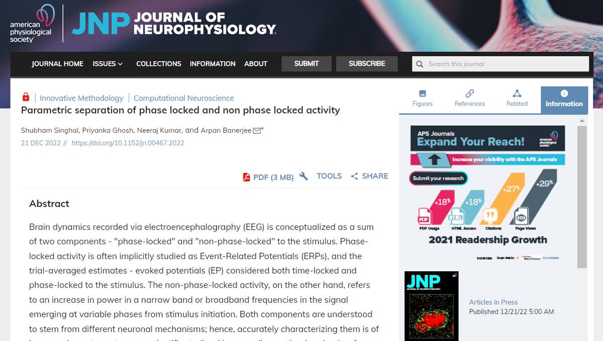 JNeurophysiol's tweet photo. 📖#ArticlesInPress "Parametric separation of phase locked and non phase locked activity" by Shubham Singhal et al.
🖱https://t.co/UVQcIKVjx8
#PhaseLocked #nonPhaseLocked #EEG #MEG @arpansview #neuroscience #Neurophysiology #JNeurophysiol https://t.co/gsExvLMSaf