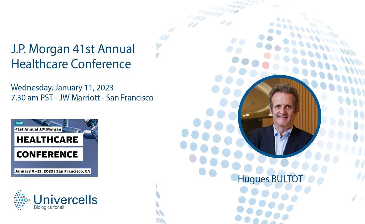 <a href="/BultotH/">Hugues Bultot</a>, UNIVERCELLS' Group CEO will give a company update presentation on Wednesday January 11, 2023 during J.P. Morgan's Healthcare Conference. All details can be found below ⬇ lnkd.in/g3i57rUq
