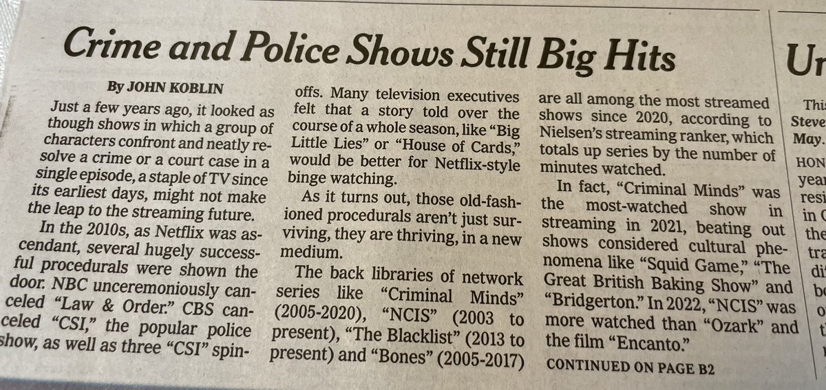 reneehobbs's tweet photo. Media literacy educators should include attention to police procedurals. They have universal appeal in part because they feature people working together to solve problems. These shows scare you but you get the satisfying resolution in the end. #Com520 https://t.co/n4StCYcWJ7