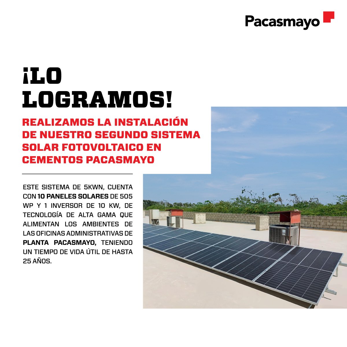 C_Pacasmayo's tweet photo. Proyectos como este demuestran nuestro compromiso con el medioambiente, contribuyendo en la  generación de energía de fuentes renovables, aportando así a una industria más sostenible. https://t.co/OxjwQfX6Ac